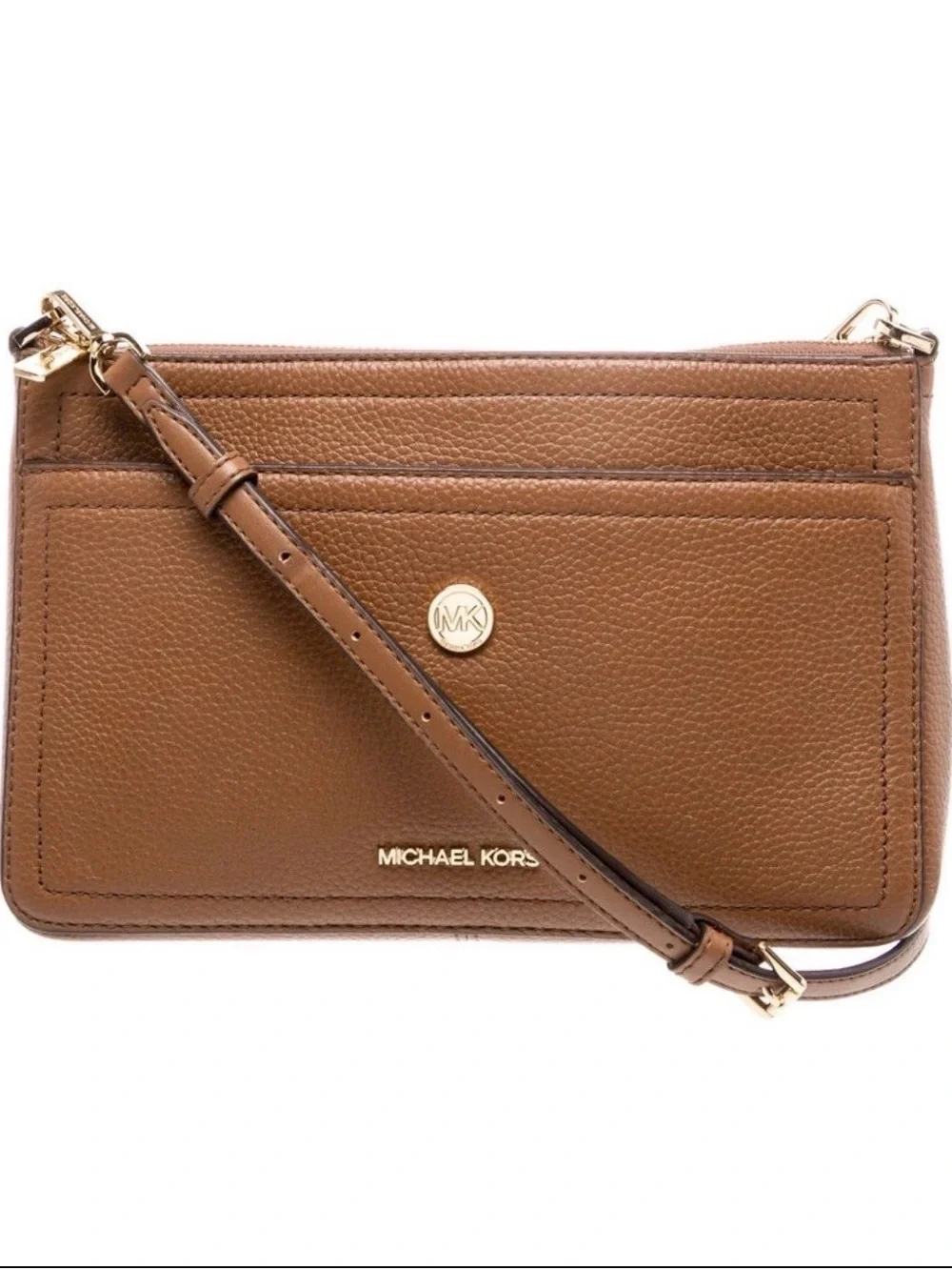 Michael Kors Tan Pebbled Leather Crossbody Card Case